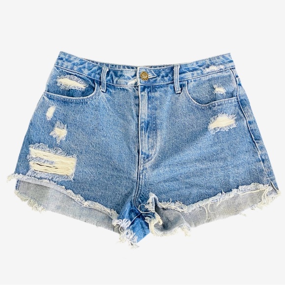 Show Me Your MuMu Arizona Jean Shorts High Waisted Distressed Like New - Picture 5 of 13